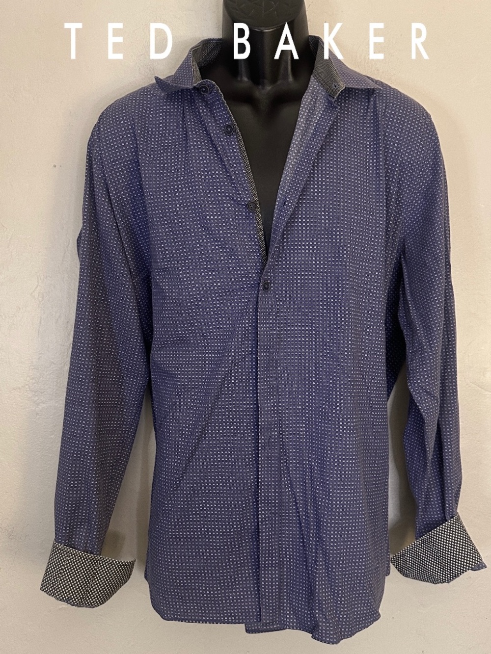Ted Baker Stretch Contrast Long Sleeve Shirt Ted size 6 ~ XL Gently worn